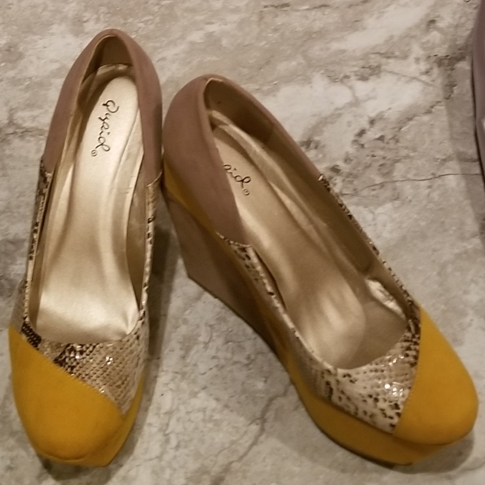 Multi Color Suede Wedges